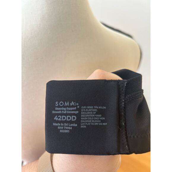 Soma Stunning Support Full Coverage Black Bra 42DDD - Picture 5 of 7